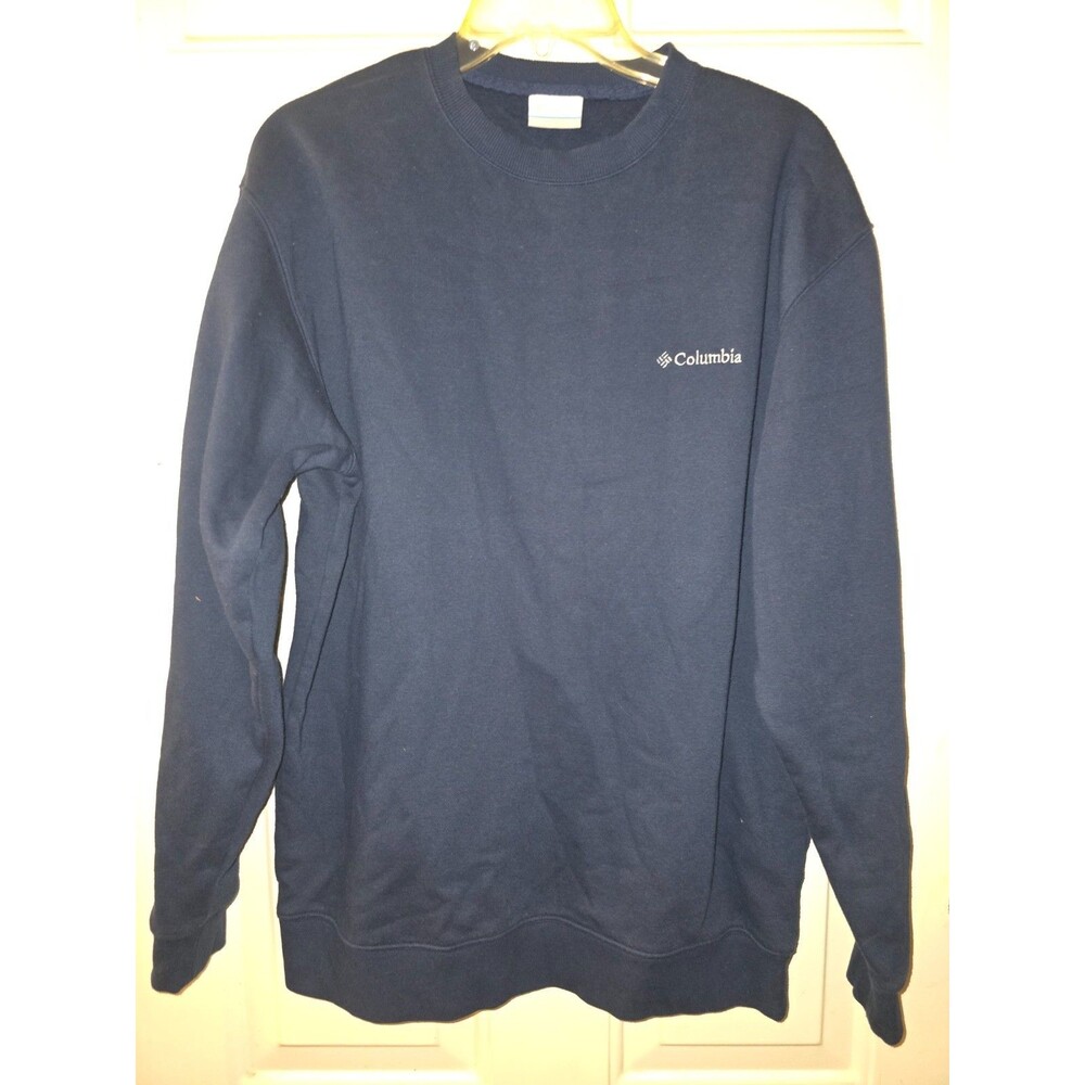 Columbia Crew Neck Cotton Blend Sweatshirt Blue Men's L Embroidered Logo